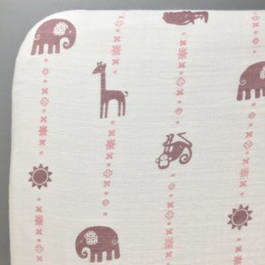 Purple & Pink Jungle Animals Fitted Crib Sheet (organic cotton muslin)